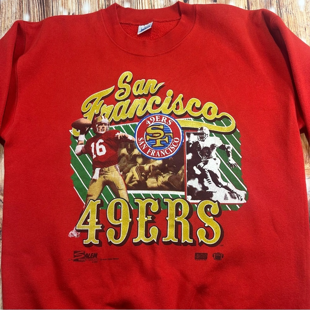 Vintage 90s San Francisco 49ers Salem NFL Montana Graphic Sweatshirt Size L - Picture 16 of 16